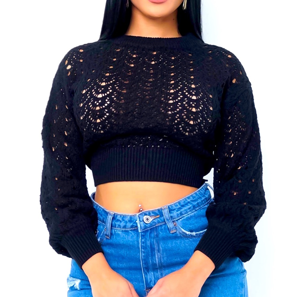 “Cupcake” Long Sleeve Crop Top Sweater